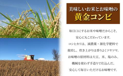【太陽と大地】八重原産特別栽培米（減農薬・減化学肥料栽培）コシヒカリ（白米）１kgと信州味噌「八重原味噌」５００ｇのセット