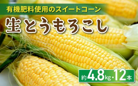 生とうもろこし 2L 12本 有機肥料使用のスイートコーン！ 長野県東御市産 ※7月中旬から順次発送予定※発送曜日指定不可
