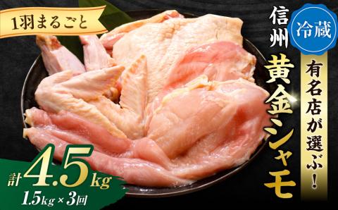 【３回定期便 】朝びき！信州黄金シャモ1羽まるごとセット（冷蔵）