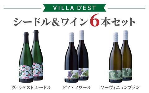 【ヴィラデストワイナリー】シードル＆ワイン6本セット（シードル/ピノ・ノワール/ソーヴィニョンブラン）