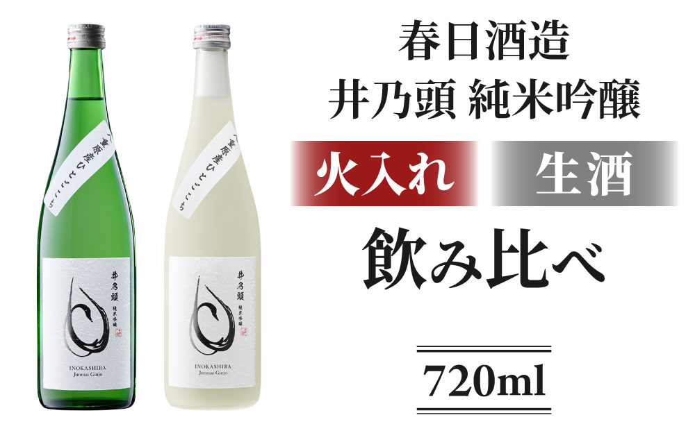 日本酒 春日酒造「井乃頭 純米吟醸 生酒・火入れ」飲み比べセット | 無濾過生原酒 八重原産 ひとごこち 太陽と大地