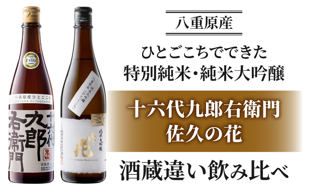日本酒「湯川酒造 十六代九郎右衛門 生? 純米ひとごこち」「佐久の花 純米大吟醸 八重原ひとごこち」酒蔵飲み比べセット| 八重原産 太陽と大地