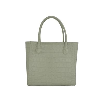 【濱野皮革工藝】A4収納　HAMANO クロコ　スクエアトートバッグ(グレージュ)