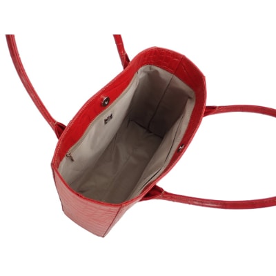 【濱野皮革工藝】 クロコ　スクエアトート(レッド)