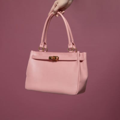 【濱野皮革工藝】シューカペラ ハンドバッグ(裏地無地)ライトピンク