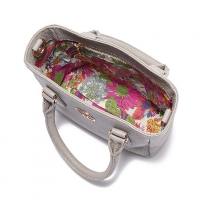 【濱野皮革工藝】ハナエルミニトートショルダー(ライトグレー×ゴールド)