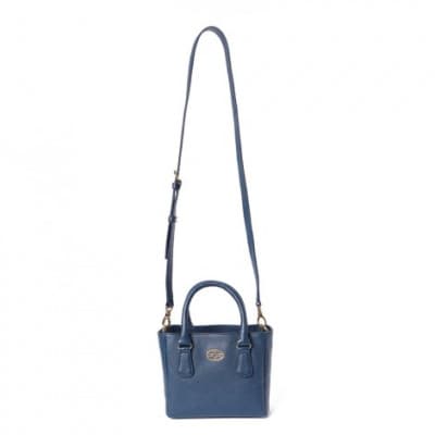 【濱野皮革工藝】ハナエルミニトートショルダー(ネイビー×ゴールド)