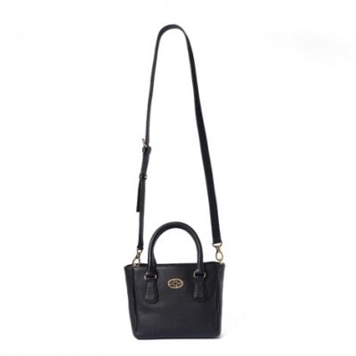 【濱野皮革工藝 】ハナエルミニトートショルダー(ブラック×ゴールド)