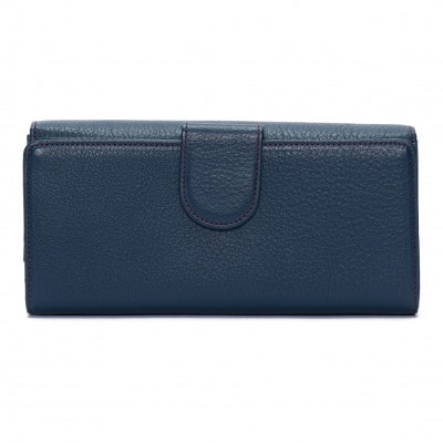 【濱野皮革工藝】フィオーレ ロングウォレット フラップ長財布(ダークブルー)