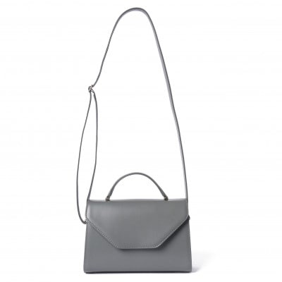 【濱野皮革工藝 HAMANO バッグ】プティ・フォルムUNO(ダークグレー×シルバー)