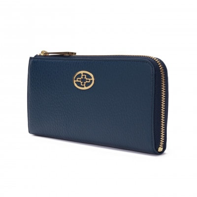 【濱野皮革工藝 HAMANO 財布】フィオーレ ロングウォレット L字型ファスナー(ダークブルー)