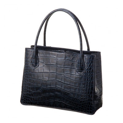 【濱野皮革工藝のトートバッグ】クロコ デュプレトート(ブルーブラック)