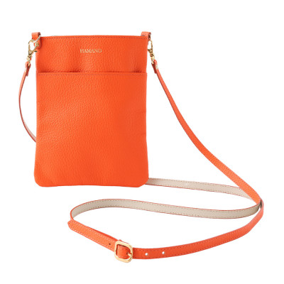 【濱野皮革工藝のショルダーバッグ】スマートフォンポシェット(オレンジ)