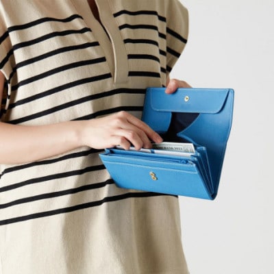 【濱野皮革工藝】グレース ロングウォレット ギャルソンタイプ(ブルー)