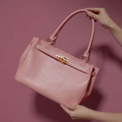 【濱野皮革工藝】シューカペラ ハンドバッグ(裏地無地)ライトピンク