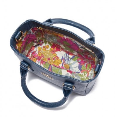 【濱野皮革工藝】ハナエルミニトートショルダー(ネイビー×ゴールド)