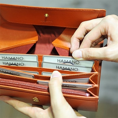 【濱野皮革工藝の長財布】グレースロングウォレット ギャルソンタイプ(スカーレットオレンジ)