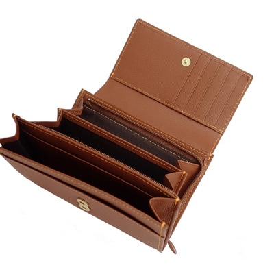 濱野皮革工藝グレースミディアムウォレット(ライトブラウン)