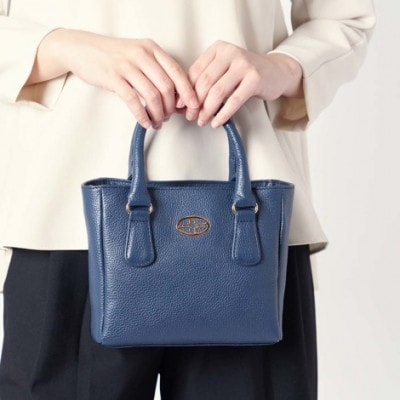 【濱野皮革工藝】ハナエルミニトートショルダー(ネイビー×ゴールド)