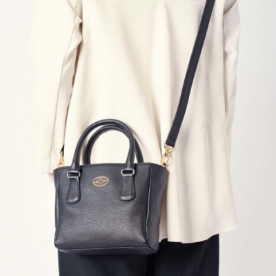 【濱野皮革工藝 】ハナエルミニトートショルダー(ブラック×ゴールド)