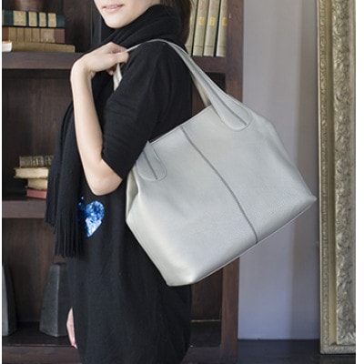 【濱野皮革工藝のバッグ】リゼトート(パールホワイト)