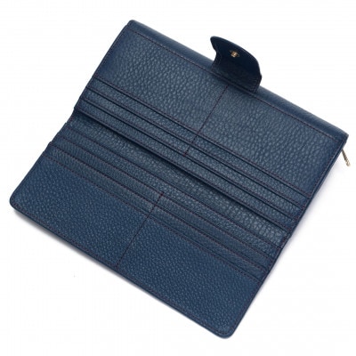 【濱野皮革工藝】フィオーレ ロングウォレット フラップ長財布(ダークブルー)