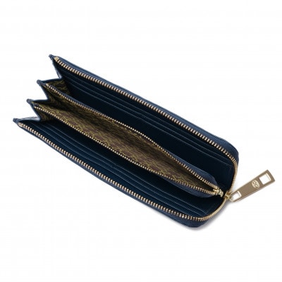 【濱野皮革工藝 HAMANO 財布】フィオーレ ロングウォレット L字型ファスナー(ダークブルー)