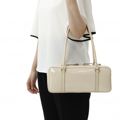 【濱野皮革工藝 HAMANO バッグ】セレブ サイドボストン(クリームベージュ)