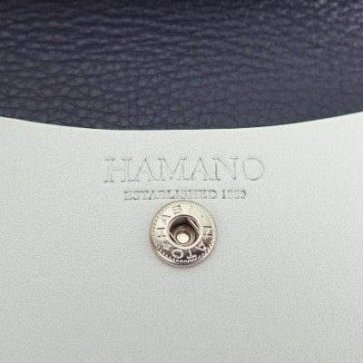 【濱野皮革工藝 HAMANO】カードケース 名刺入れ(ホワイト×ネイビー)
