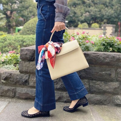 【濱野皮革工藝のフォーマルバッグ】シンフォニア(アイボリー×ゴールド)