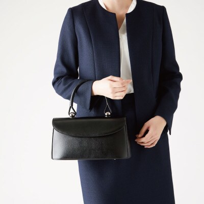 【濱野皮革工藝のフォーマルバッグ】ロイヤルスタンド(ブラック×シルバー)