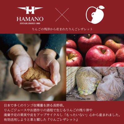 【濱野皮革工藝のポーチ・小物】ポム カードケース(ブラック) りんごレザレット使用