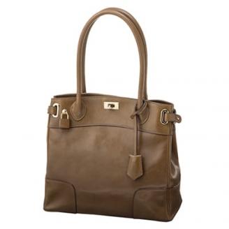 【濱野皮革工藝のクラッシーアーバントートミニハンドバッグ】エレガントなハンドバッグ。(グレージュ)