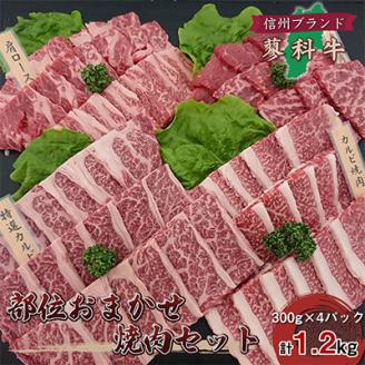 【牛肉おまかせ焼き肉セット】信州蓼科牛の厳選部位を1.2kg(300g×4pc)御代田町古越牧場産【配送不可地域：離島】