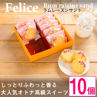 大人のラムレーズンサンド10個入り【  高級 スイーツ 詰め合わせ 洋菓子 手土産 ギフト 】【配送不可地域：離島】
