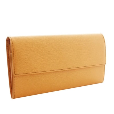 濱野皮革工藝　グレースウォレット エル(シャーベットオレンジ)