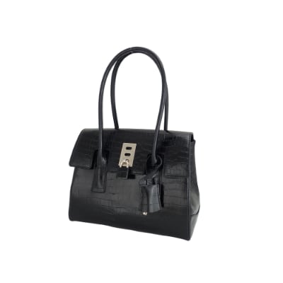 【濱野皮革工藝】 オフィスカジュアルレジェクロコ ジュエル トートバッグ(ブラック)