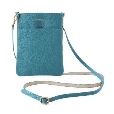 【濱野皮革工藝のショルダーバッグ】スマートフォンポシェット(ブルー)