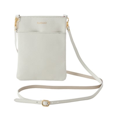 【濱野皮革工藝のショルダーバッグ】スマートフォンポシェット(ホワイト)