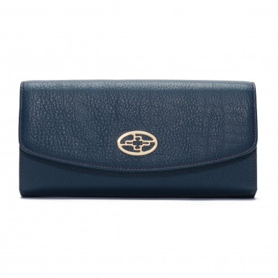 【濱野皮革工藝】フィオーレ ロングウォレット フラップ長財布(ダークブルー)