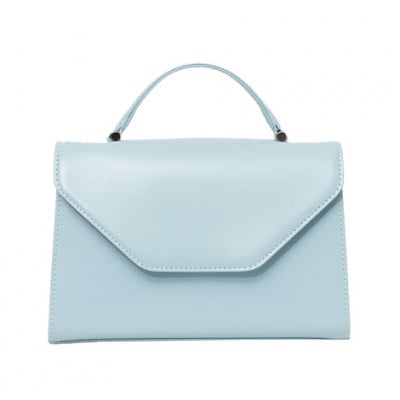 【濱野皮革工藝 HAMANO バッグ】プティ・フォルムUNO(ペールブルー×シルバー)