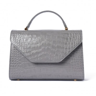 【濱野皮革工藝のバッグ】プティ・フォルムクロコUNO(グレー×ゴールド)
