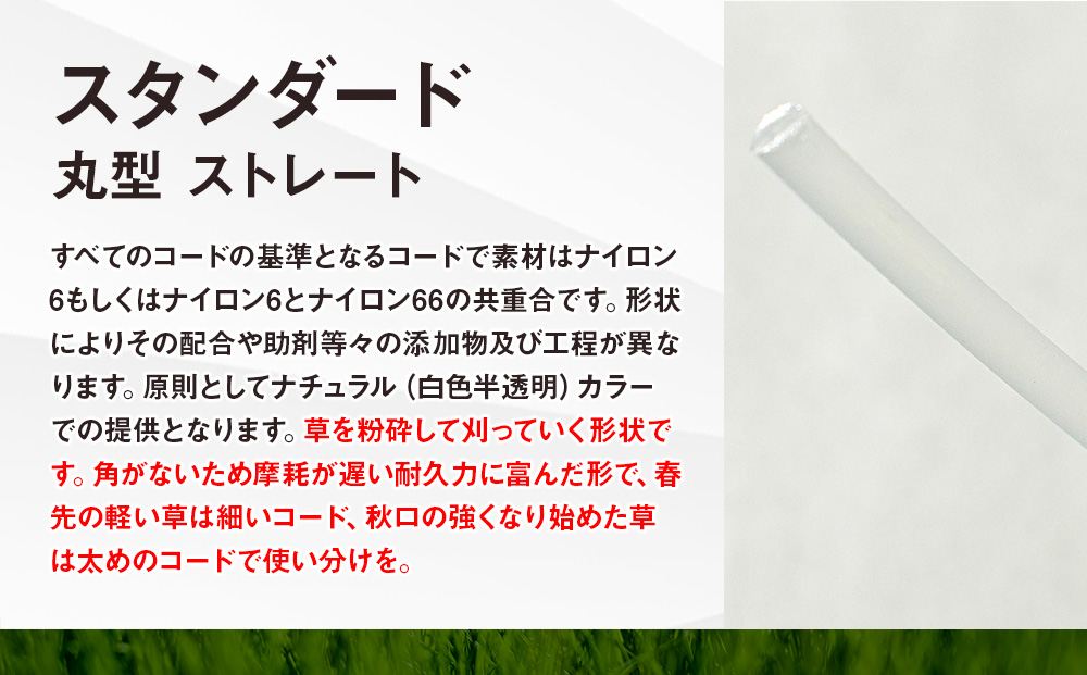 刈払機スペア用安全コードキャップ付きナイロンコード20cm×100本入り (スタンダード 2.4mm 丸型 ストレート）