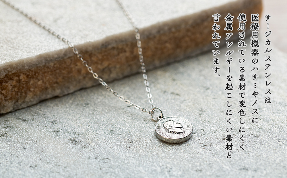 金属アレルギー対応コインネックレス　シルバー