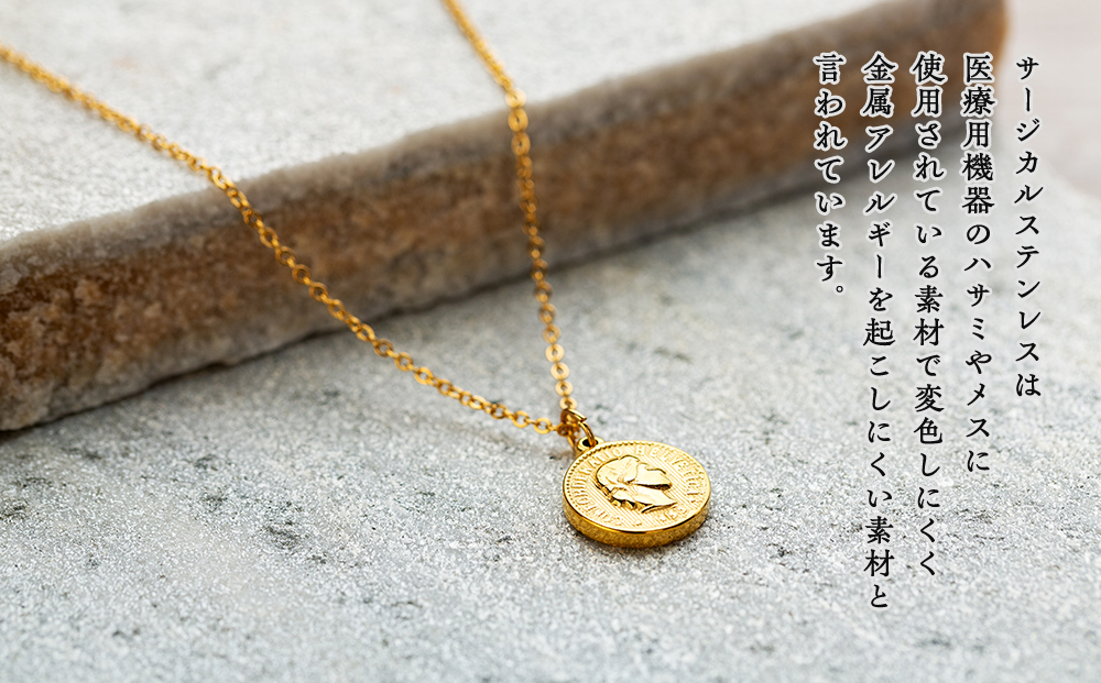 金属アレルギー対応コインネックレス　ゴールド