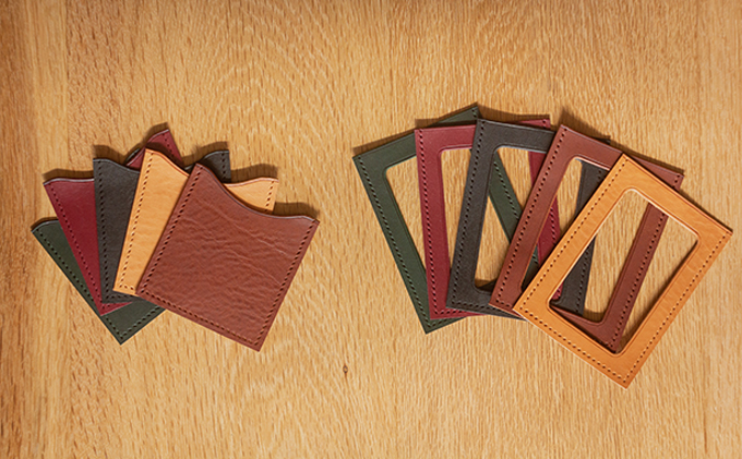 【木×革】パスケース　ナラ×ブラック