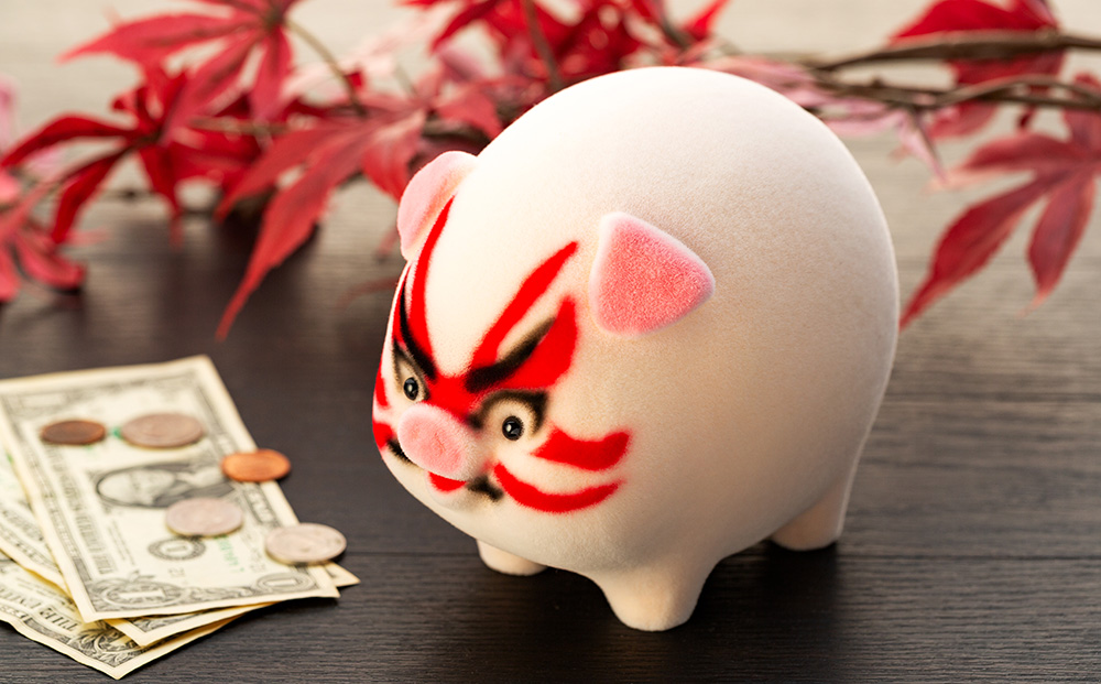 フロッキー　ブタ貯金箱　歌舞伎