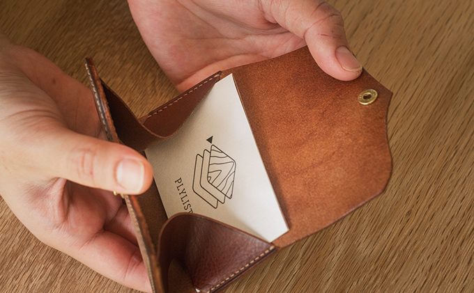 【木×革】カードケース　茶色（茶×アメリカンブラックチェリー）