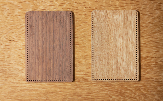 【木×革】パスケース　ナラ×ブラック