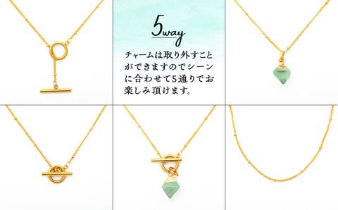 ☆ゴールド・グリーンクォーツ☆5wayサージカルステンレス・マンテルネックレス